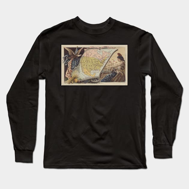 Victorian US Map Long Sleeve T-Shirt by seacucumber